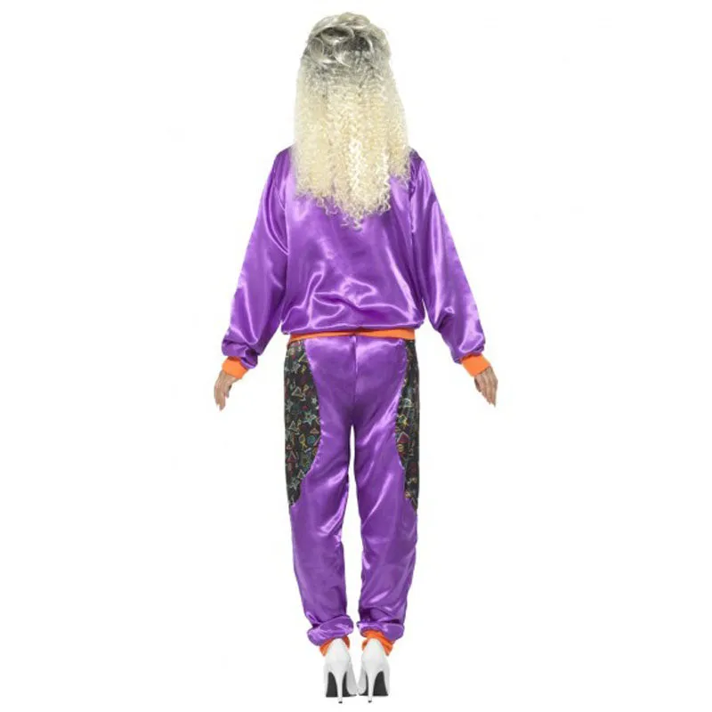 1980's Women's Shell Suit Costume - Purple