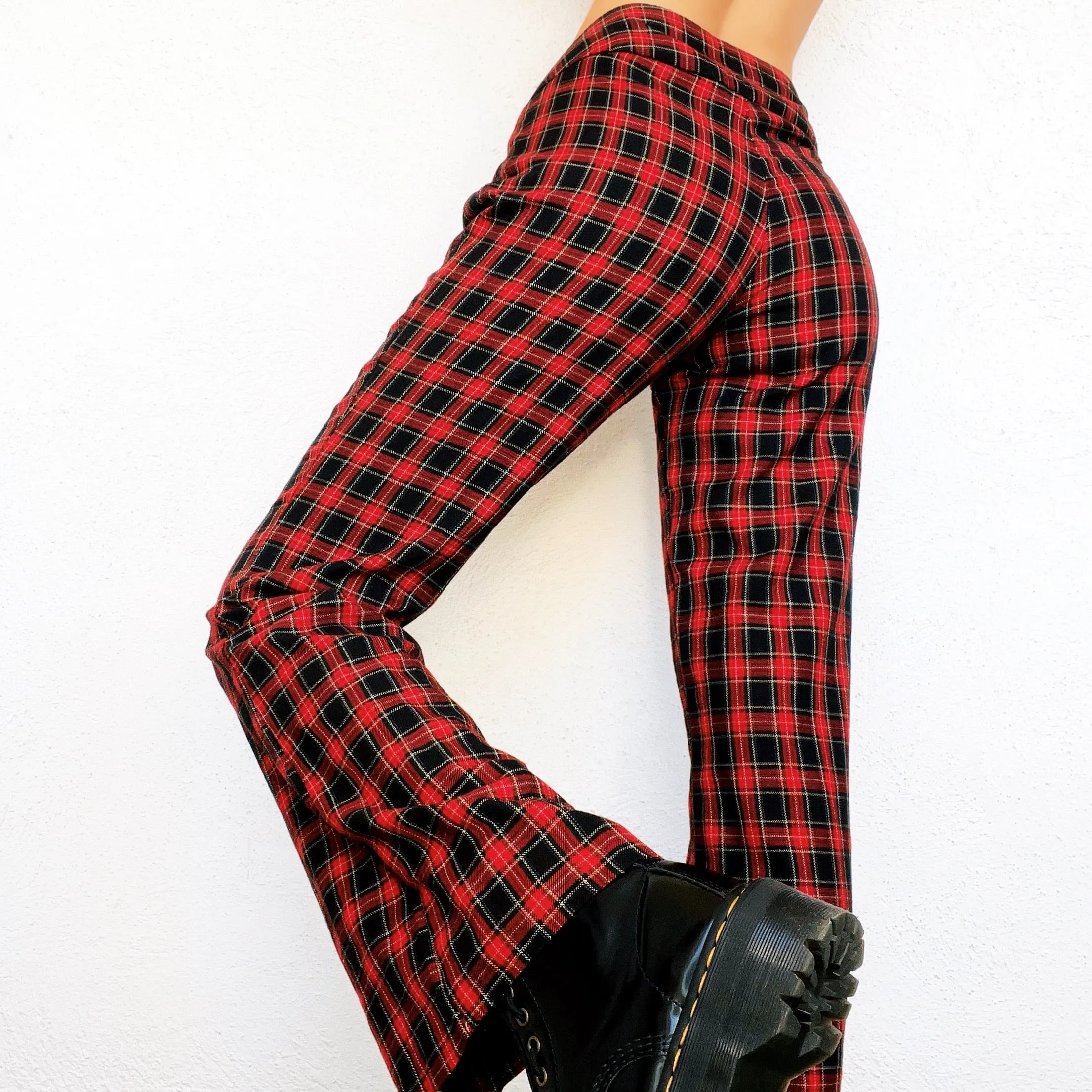 90s Red Plaid Pants