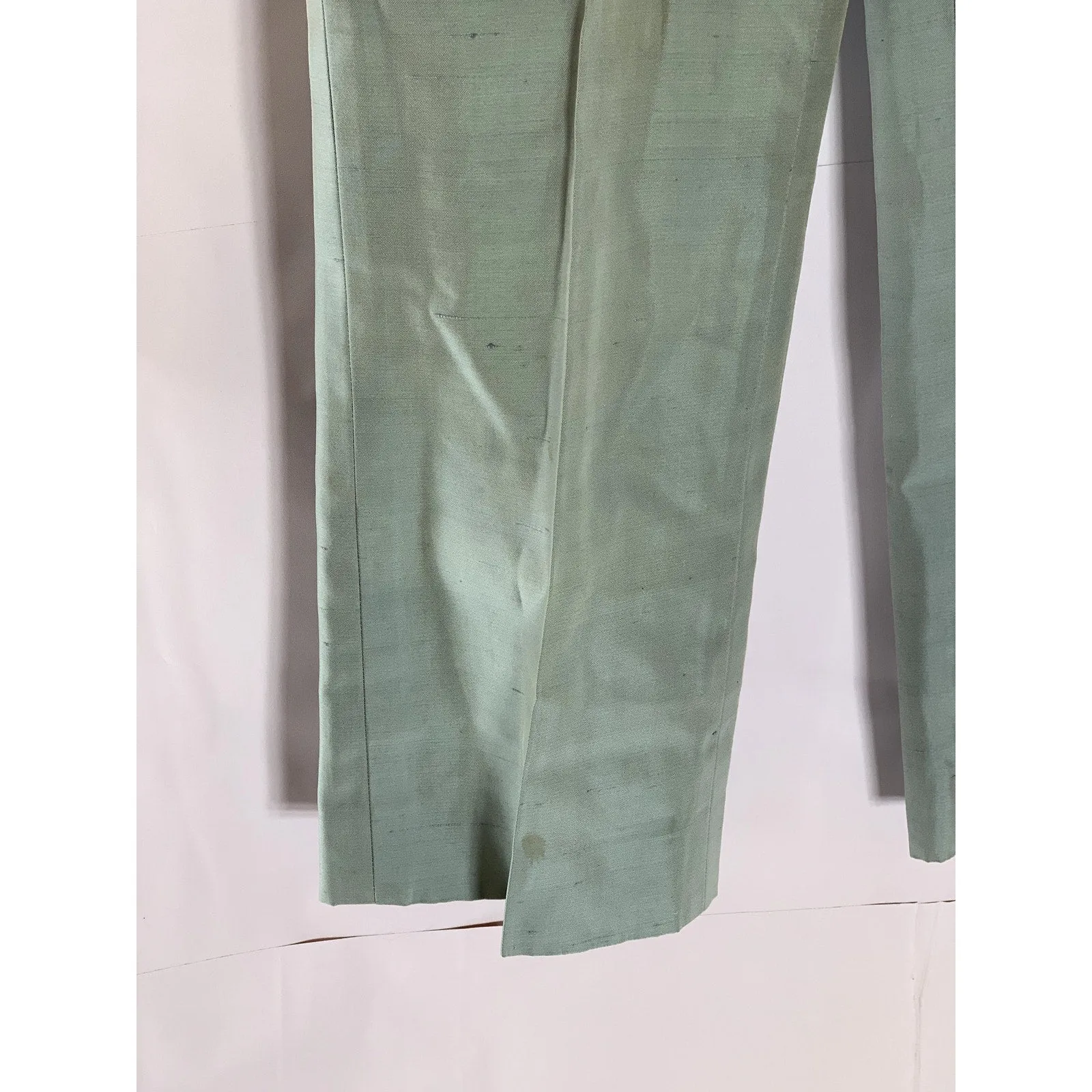 AKRIS Women's Light Green Cotton/Silk Straight-Leg Side-Zip Dress Pant SZ 4