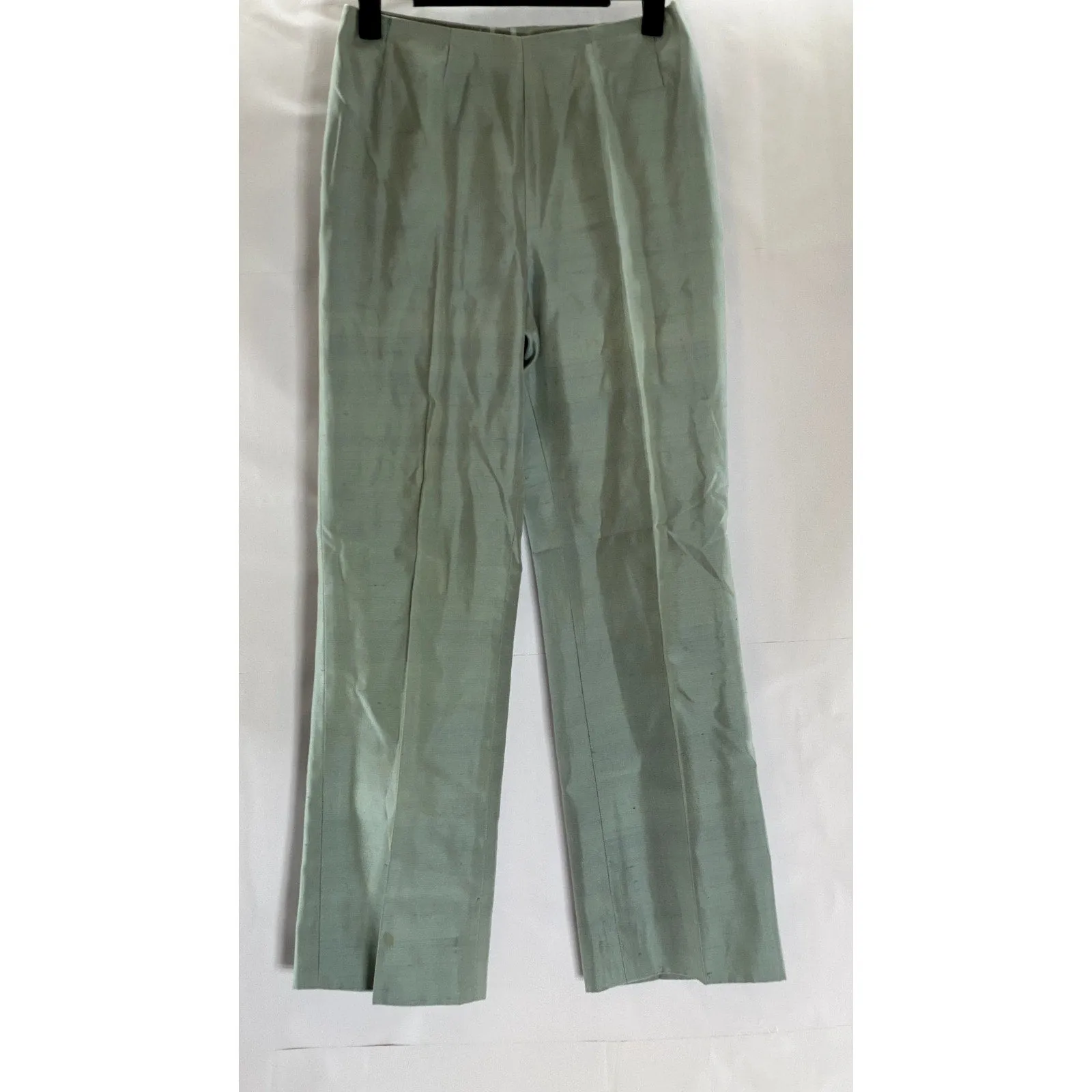 AKRIS Women's Light Green Cotton/Silk Straight-Leg Side-Zip Dress Pant SZ 4