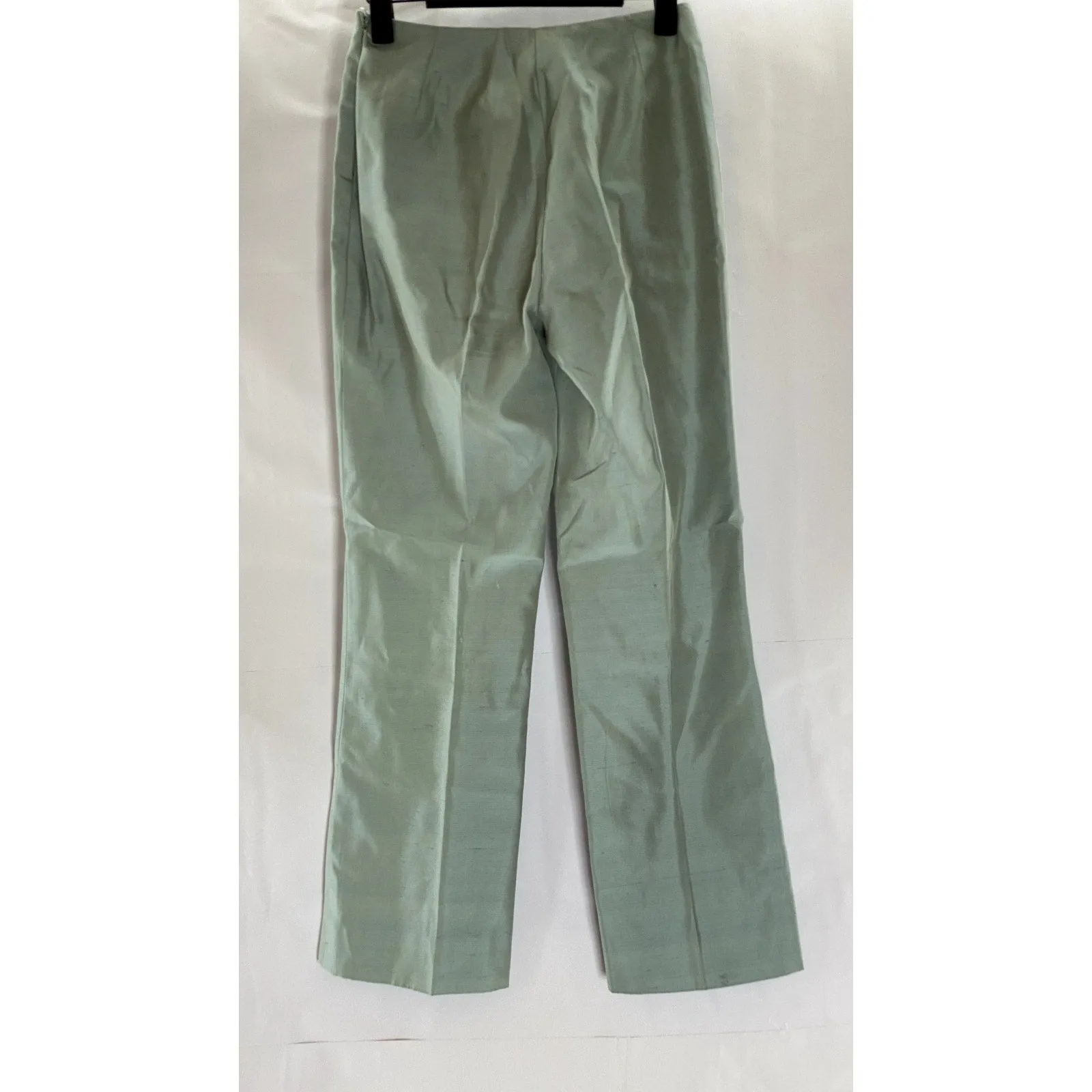 AKRIS Women's Light Green Cotton/Silk Straight-Leg Side-Zip Dress Pant SZ 4