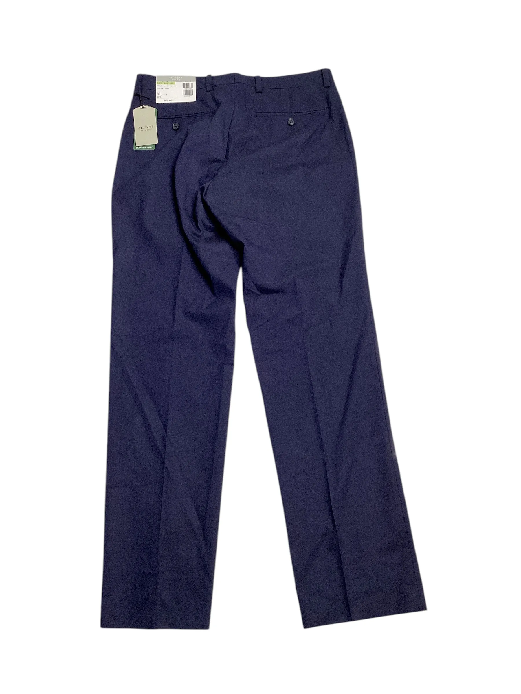 Alfani Mens Slim fit Dress Pants 33 / 30 Blue Solid Stretch