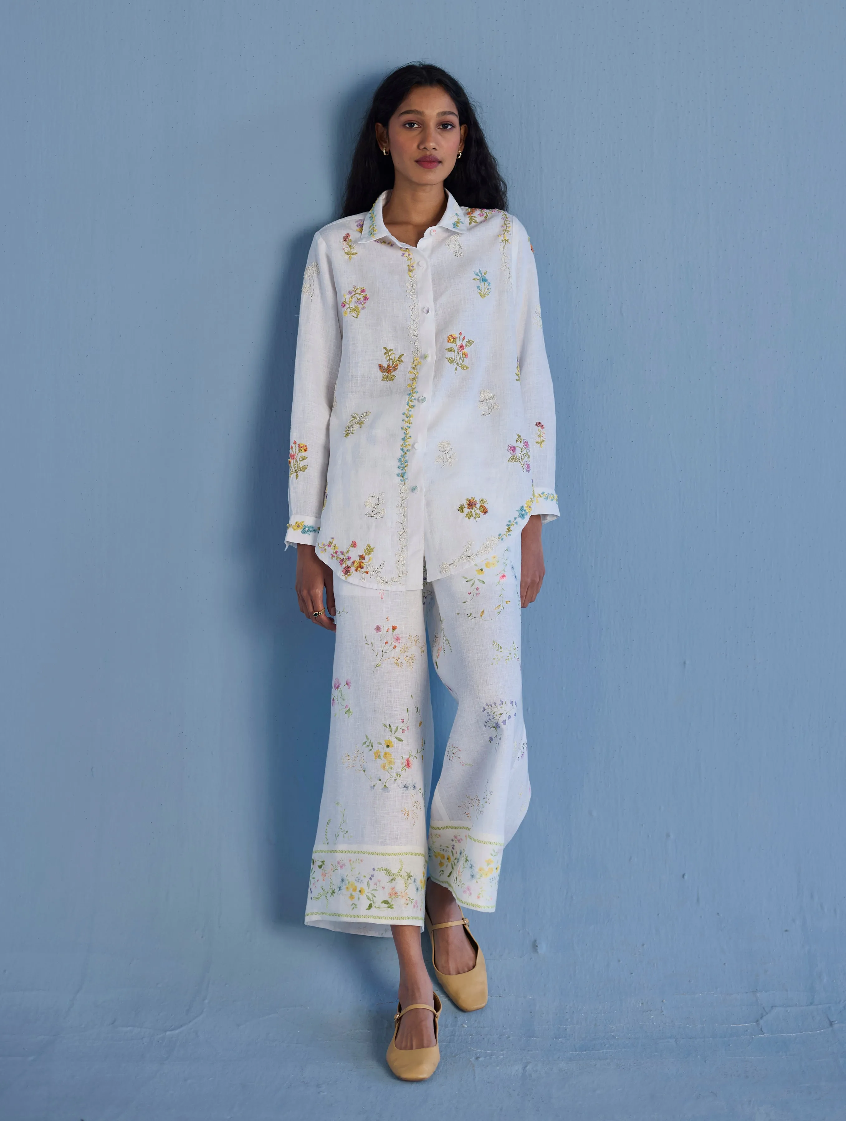Alila Embroidered Oversized Co-ord Set -  White