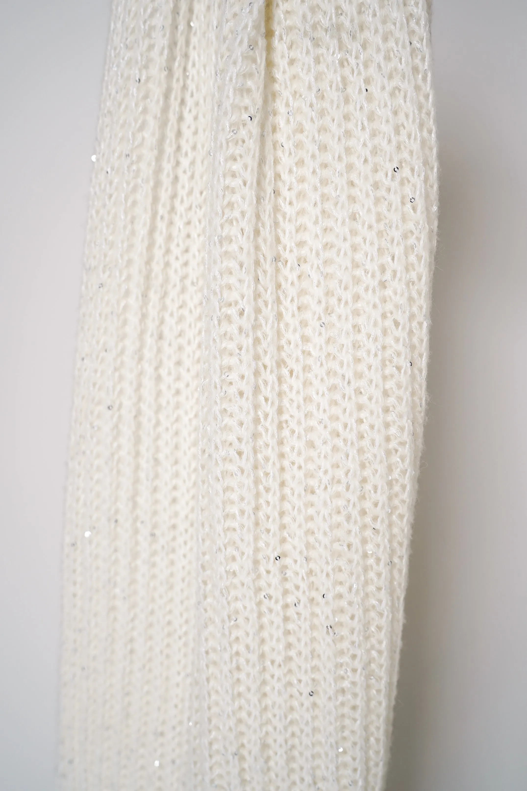 Antonelli Apollo Knit Wool Sequined Scarf in Off-White