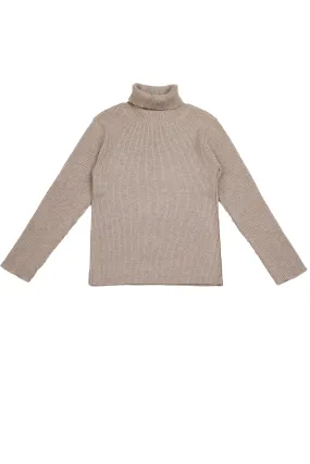 Belati Beige Rib Turtleneck Sweater