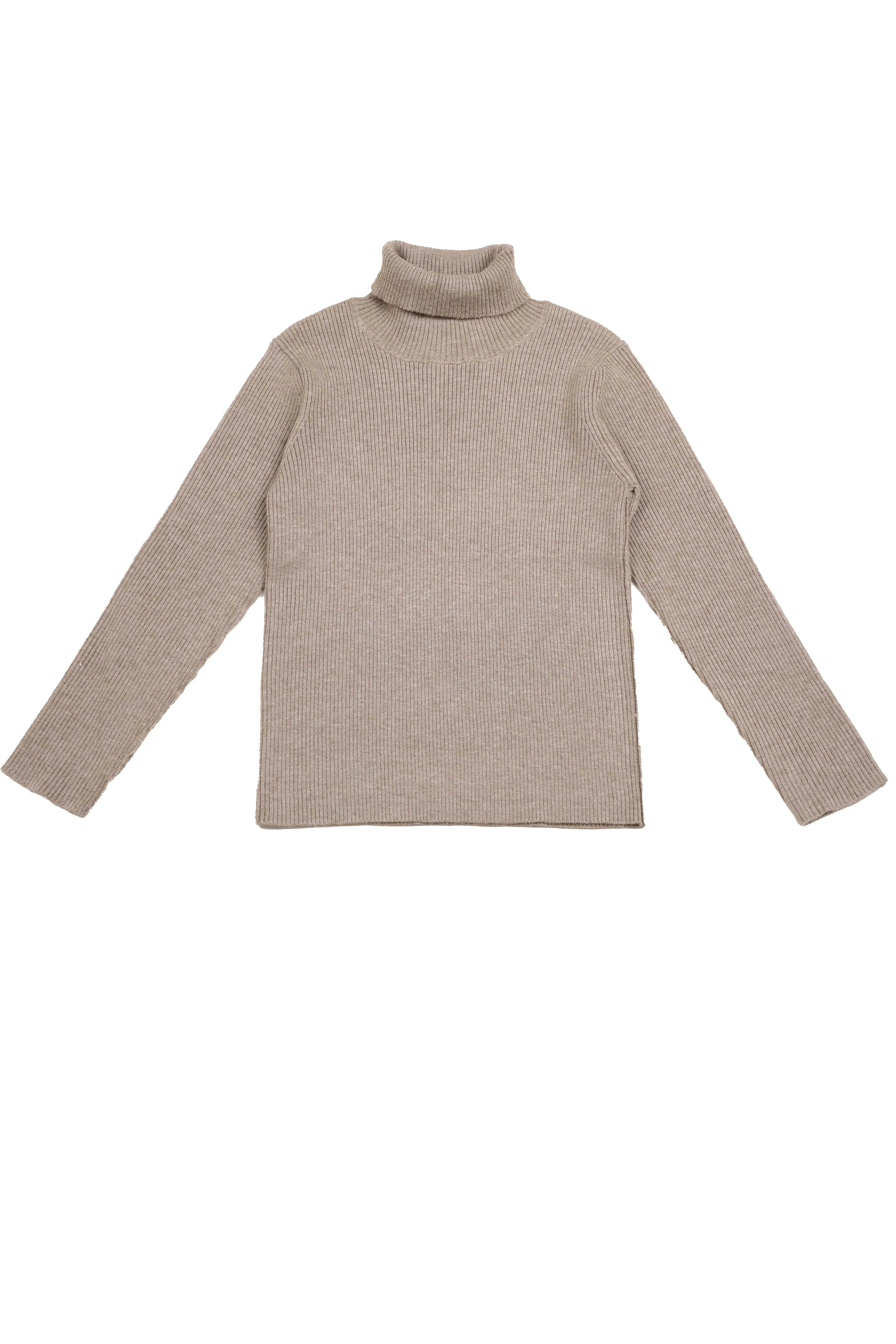 Belati Beige Rib Turtleneck Sweater