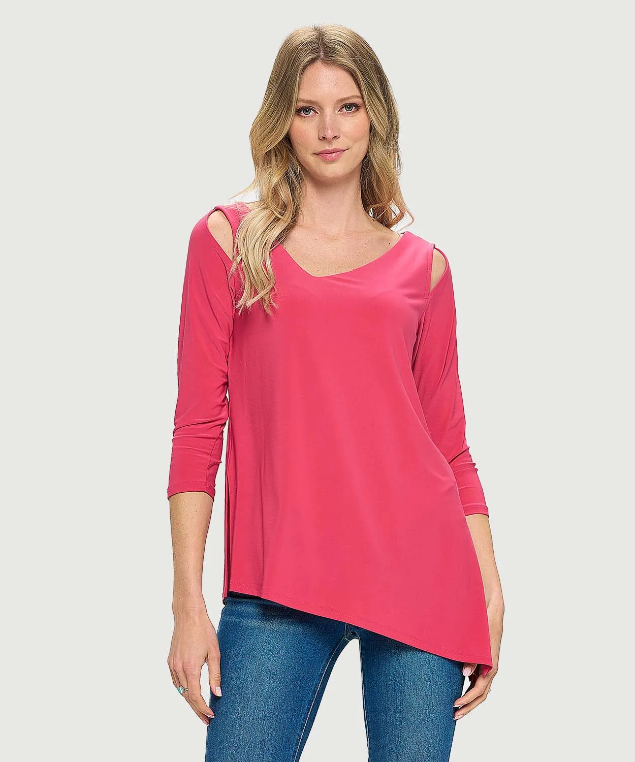 *Best Seller* Asymmetrical 3/4 Sleeve Top - LAST TANGO MS390
