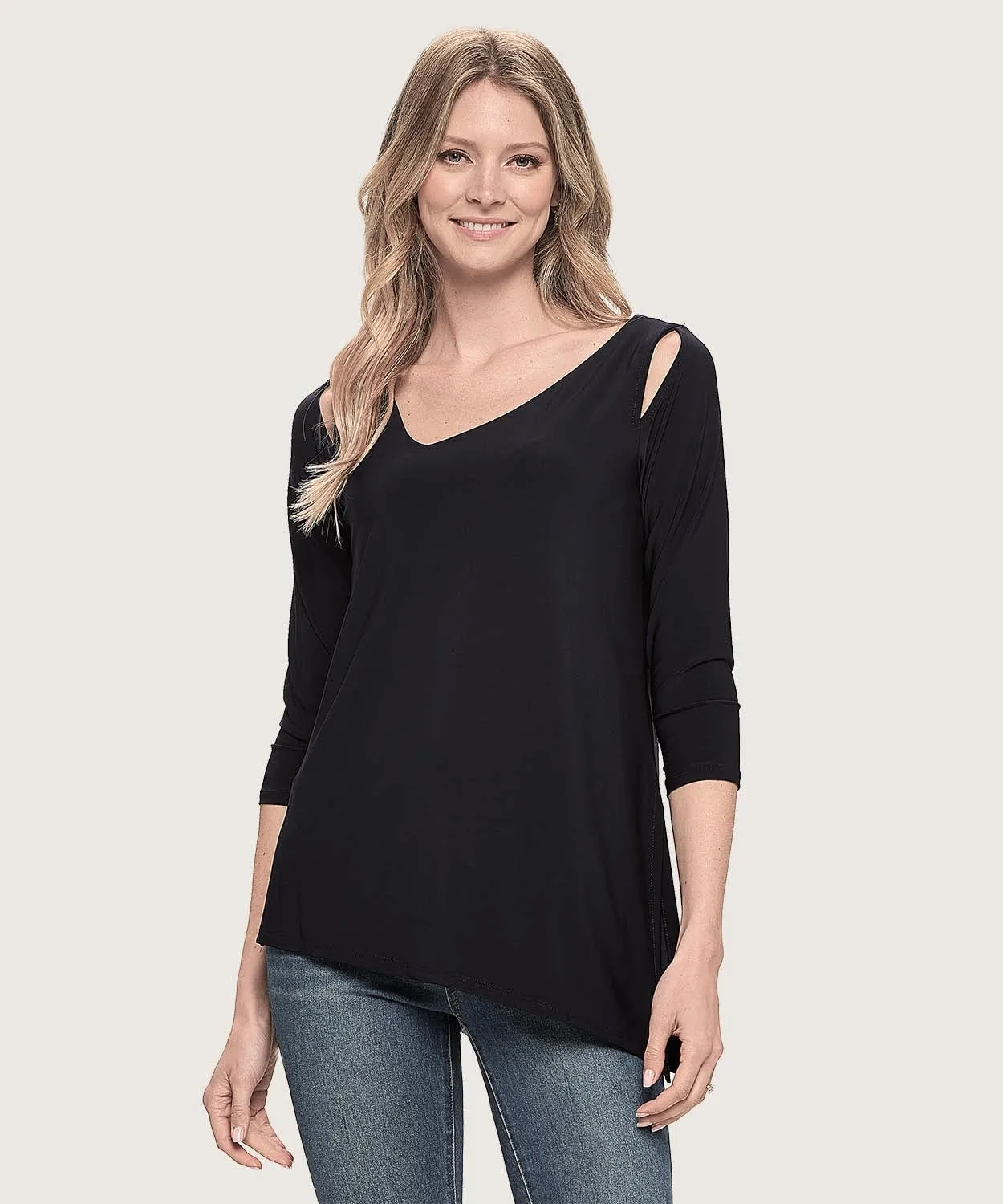 *Best Seller* Asymmetrical 3/4 Sleeve Top - LAST TANGO MS390