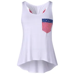 Bowknot Embellished American Flag Tank Top
