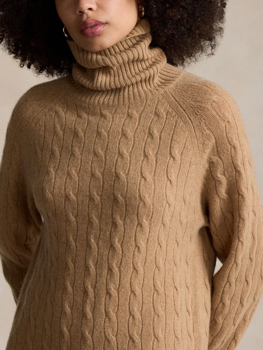 CABEL WOOL-CASHMERE TURTLENECK DRESS Camel