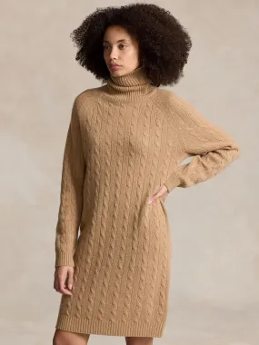 CABEL WOOL-CASHMERE TURTLENECK DRESS Camel