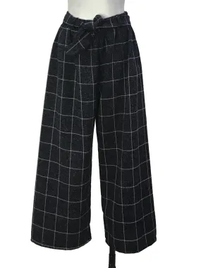 Dark Blue Grid Culottes