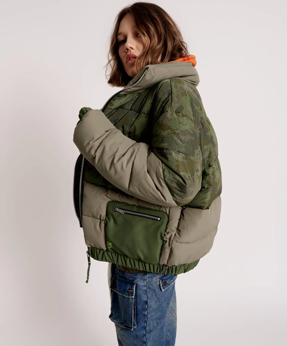 Dirtee Love Puffa Jacket - Khaki