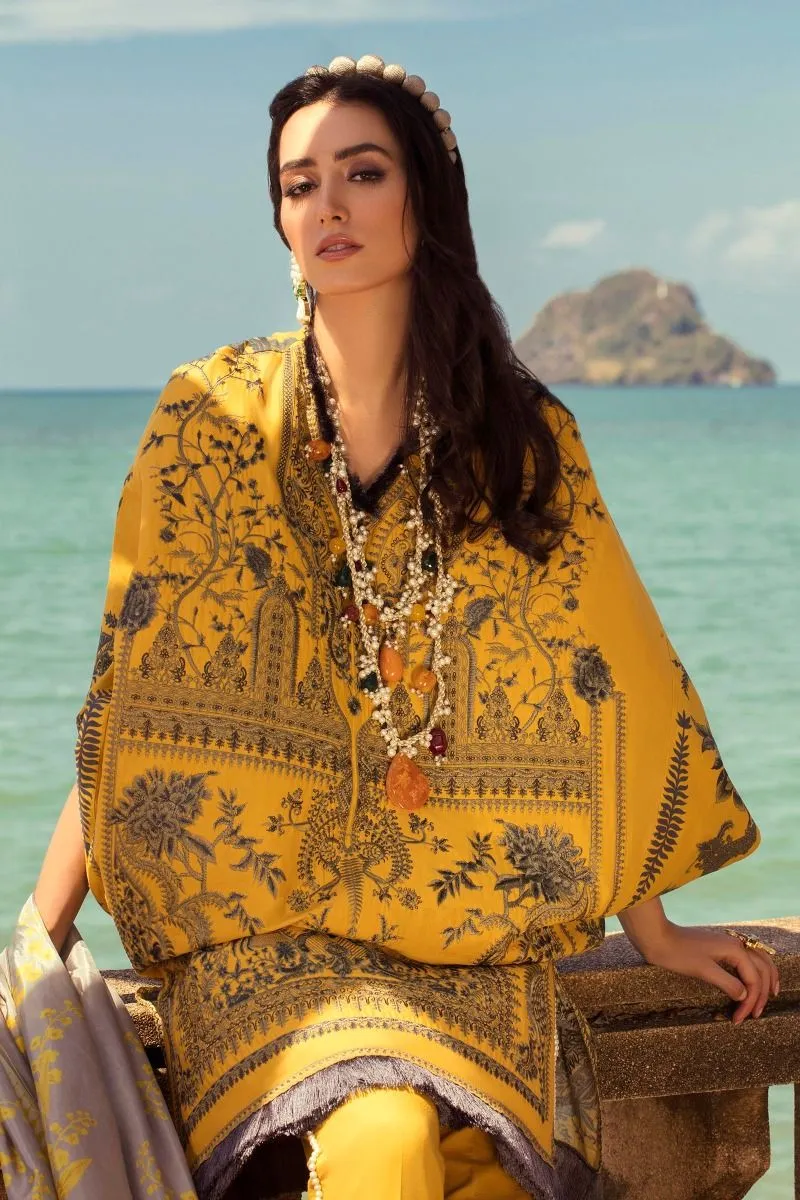 Eid Lawn Luxury Dress in Mustard Color #G5005