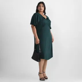 Emerald Green Ruffle Plus Size Jersey Dress