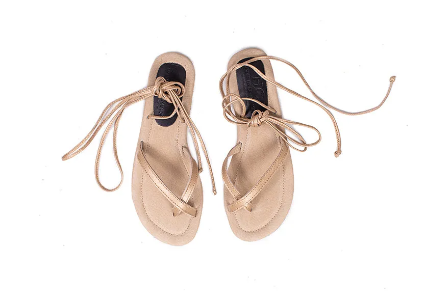 Gold lace-up sandals