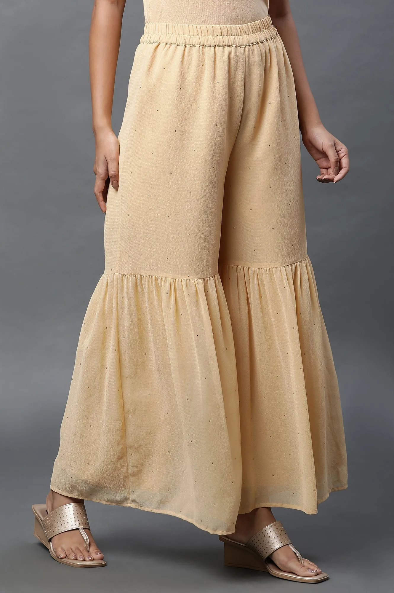 Golden Tiered Festive Sharara