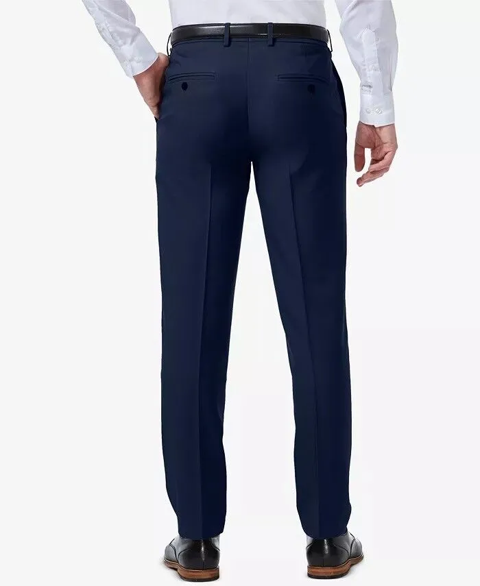 HAGGAR Mens Slim fit Dress Pants 30 / 32 Blue Solid Stretch