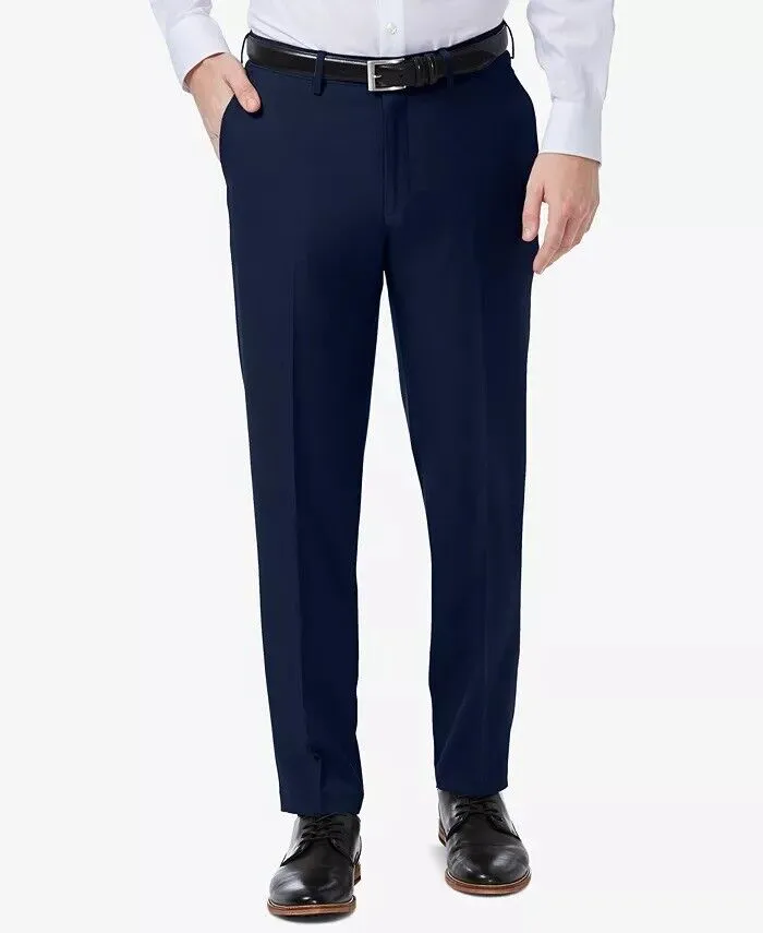 HAGGAR Mens Slim fit Dress Pants 30 / 32 Blue Solid Stretch