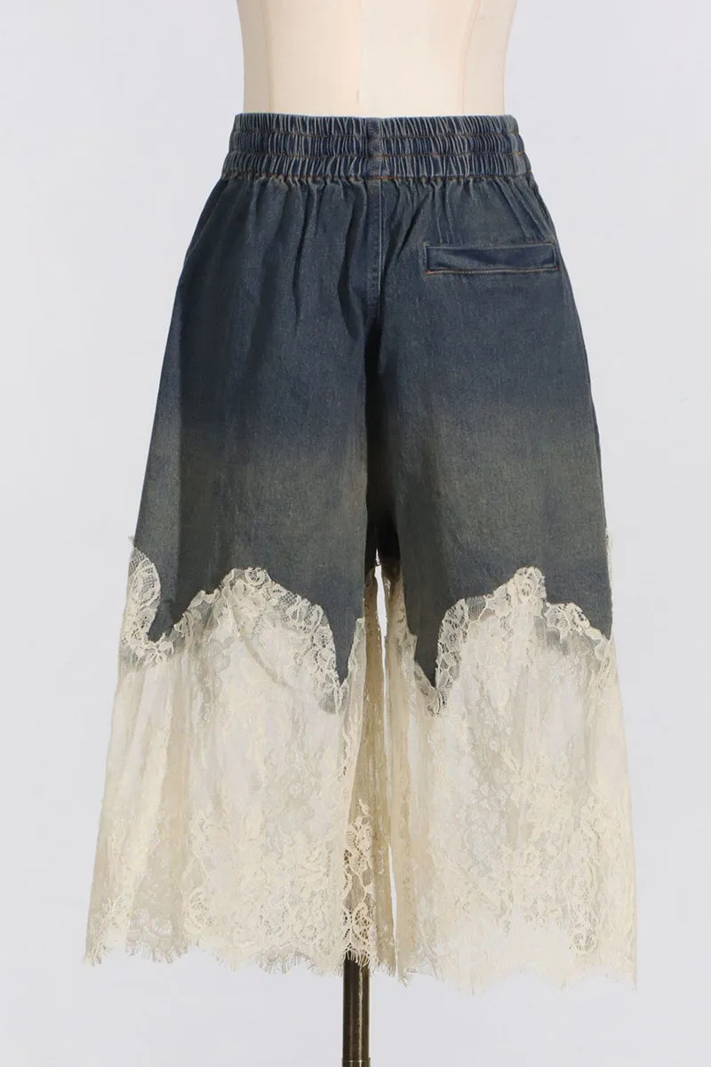 HUS1411 Lace Meets Denim Midi Set