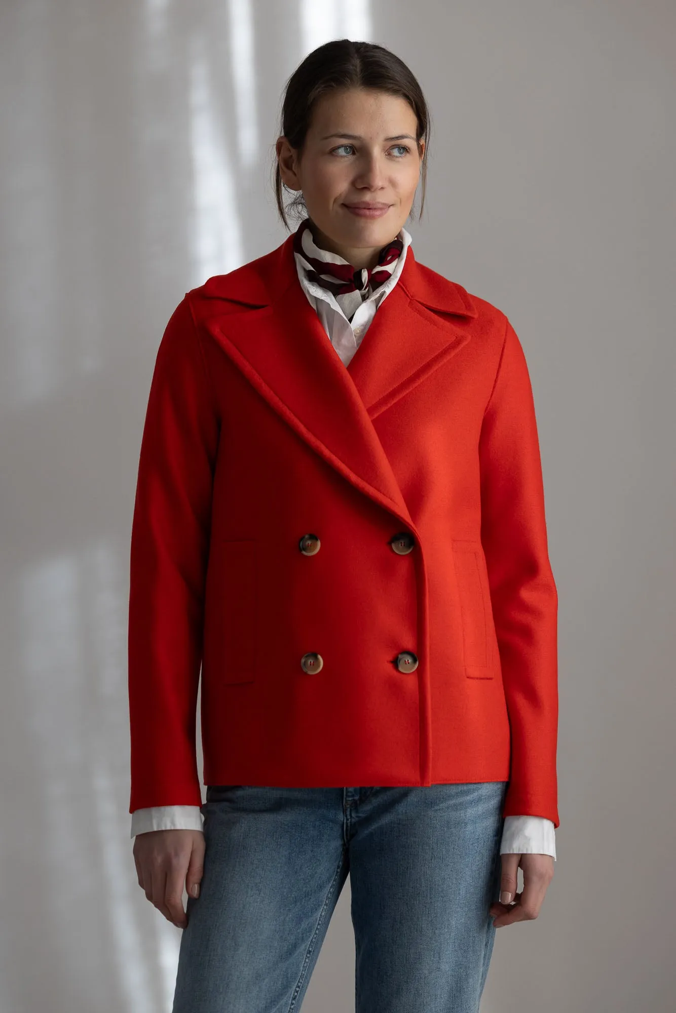 Jakke - Peacoat Light Pressed Wool Bright Red