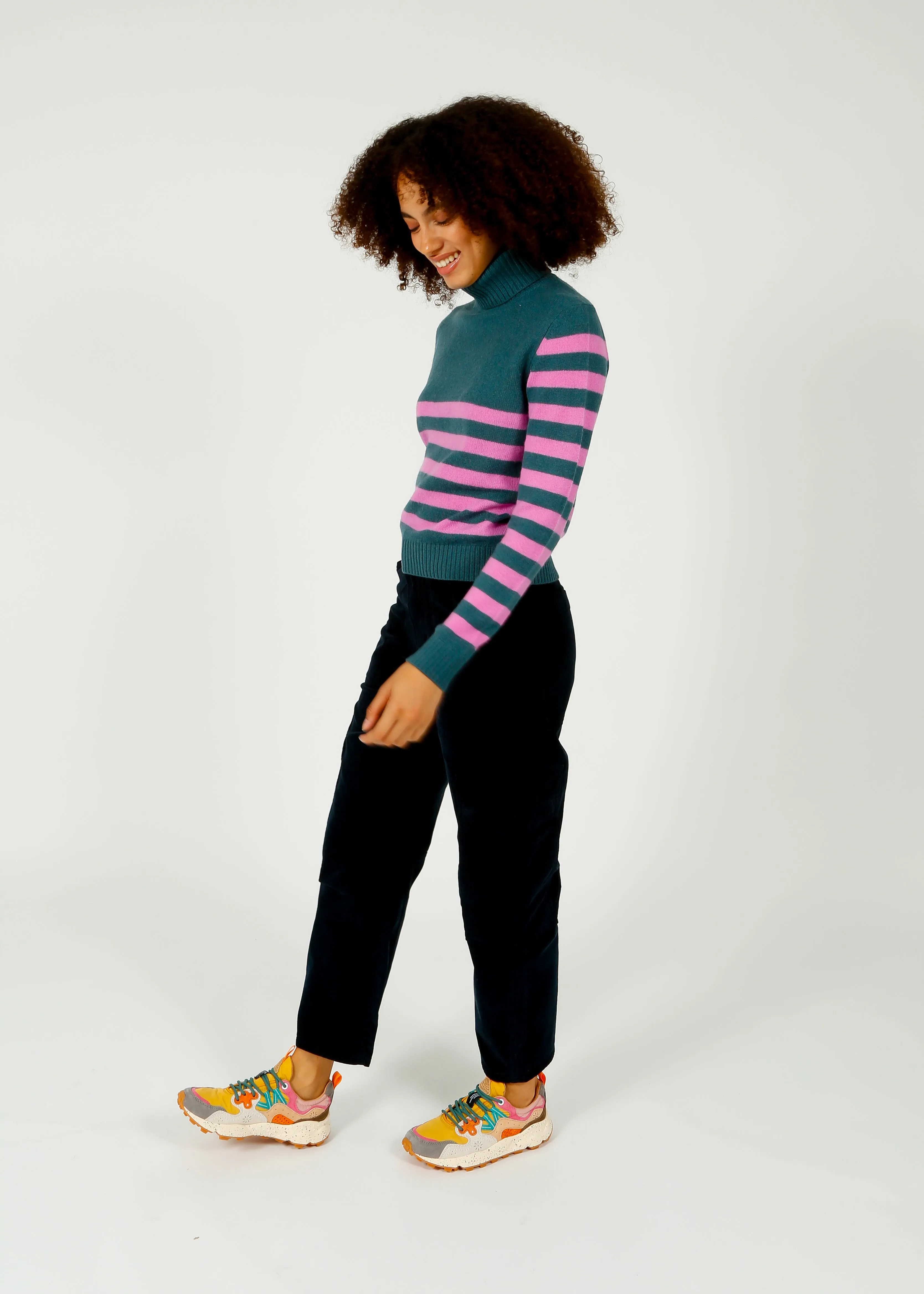 JU Invert Stripe Roll Crew in Jasper, Bubblegum