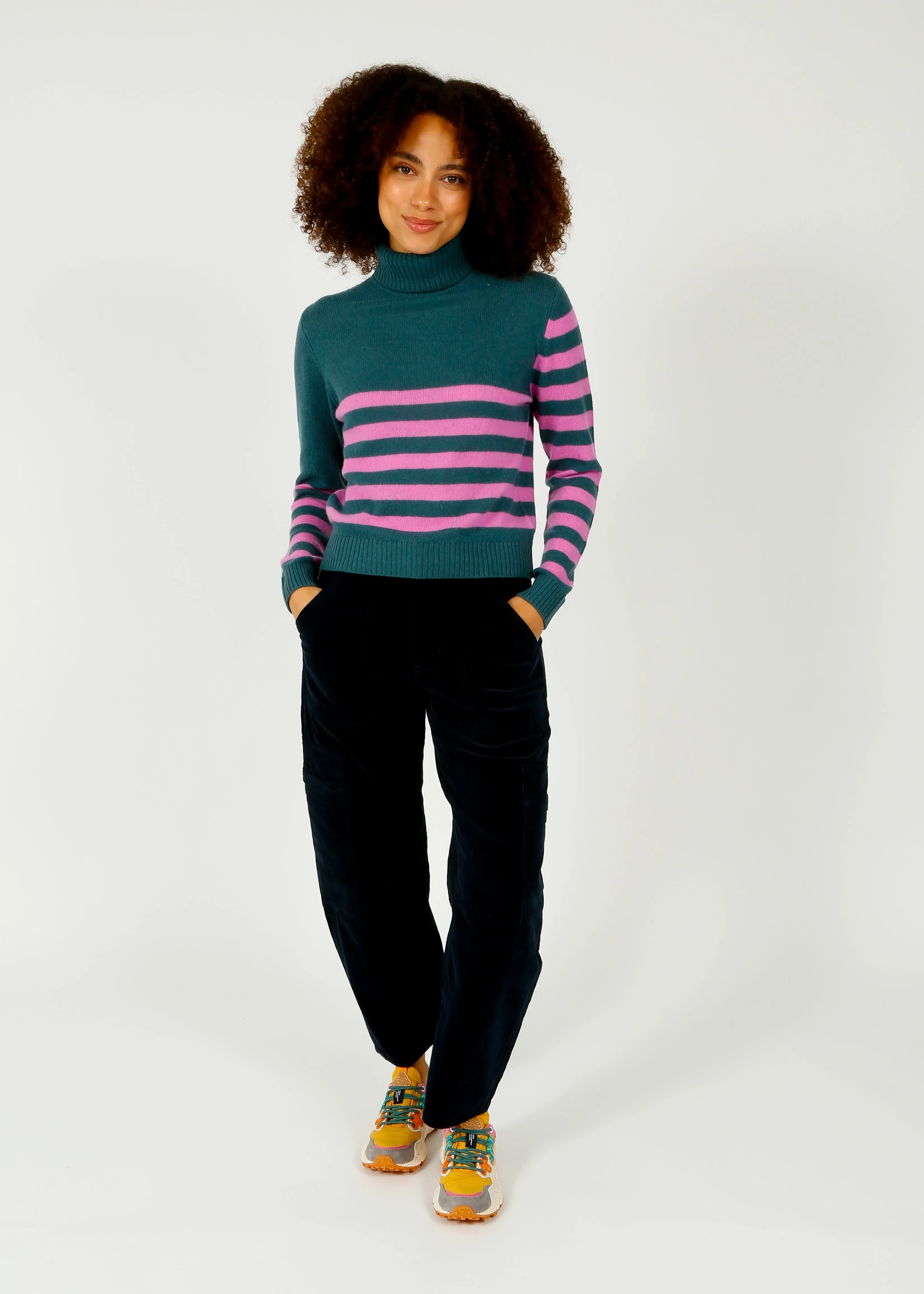JU Invert Stripe Roll Crew in Jasper, Bubblegum