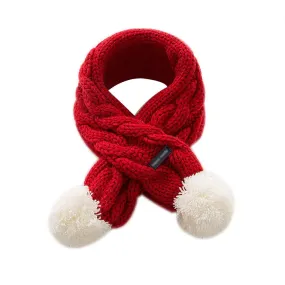 Kids Cable Knit Pom Pom Snood Scarf