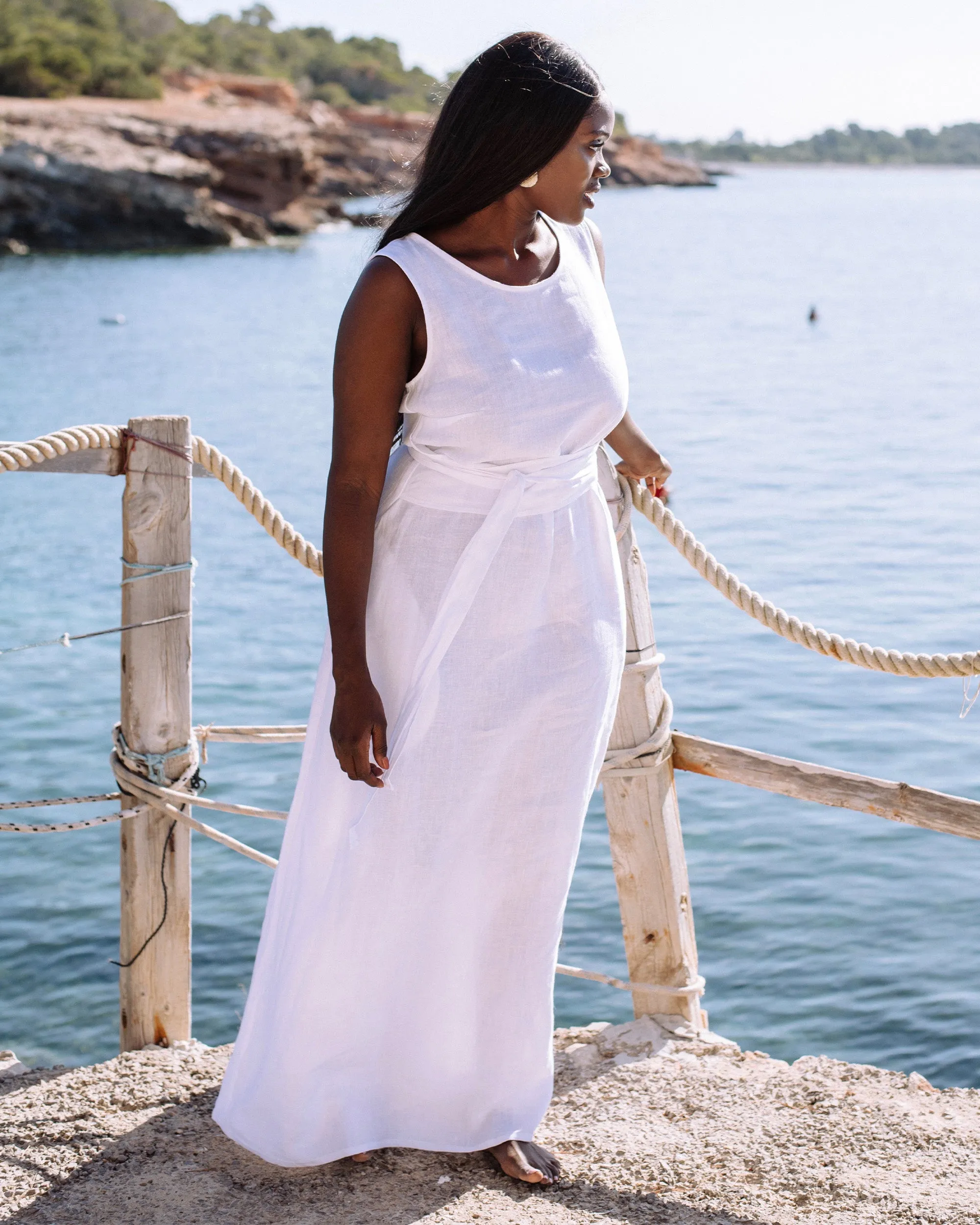 Long linen dress BORACAY in White
