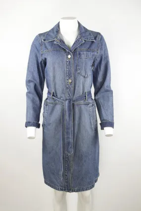 Long sleeve belted denim dress - S