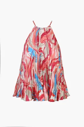 Loretta Pleated Halter Top - Pink Multi