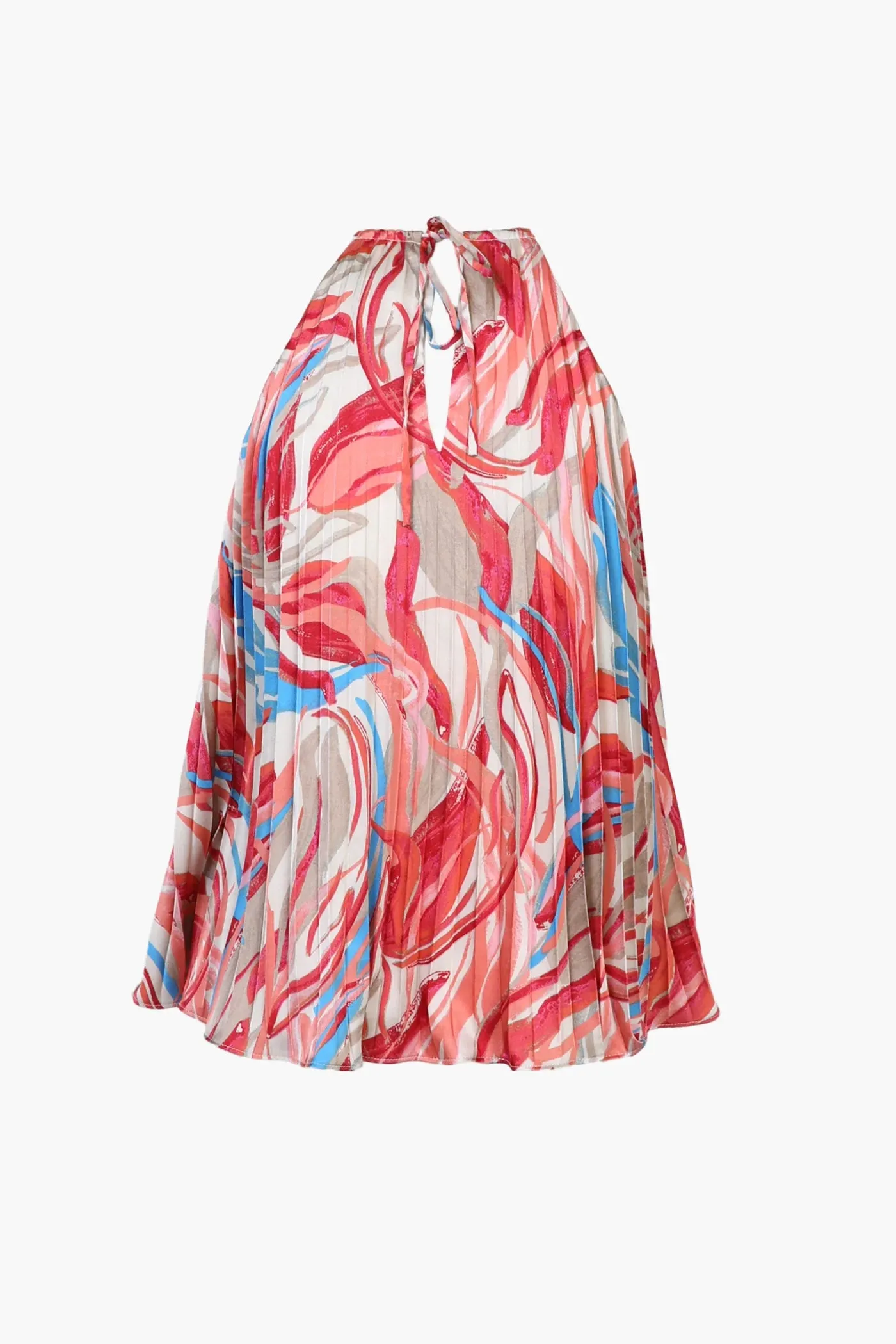 Loretta Pleated Halter Top - Pink Multi