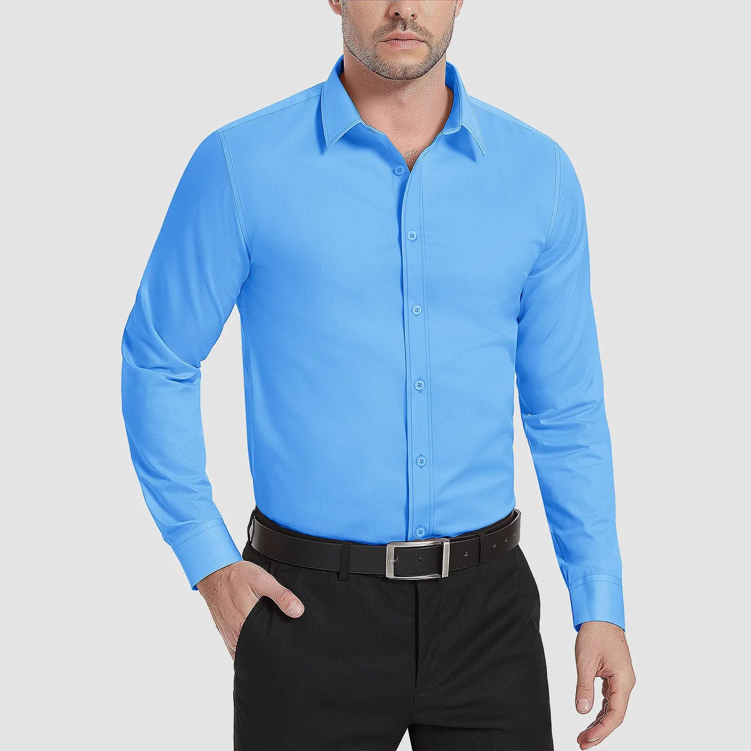 Men's Long Sleeve Uv Golf Shirts Wrinkle-Free Slim Fit Uv Golf Shirts