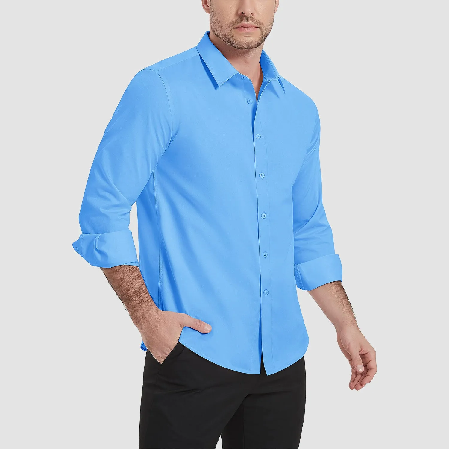Men's Long Sleeve Uv Golf Shirts Wrinkle-Free Slim Fit Uv Golf Shirts