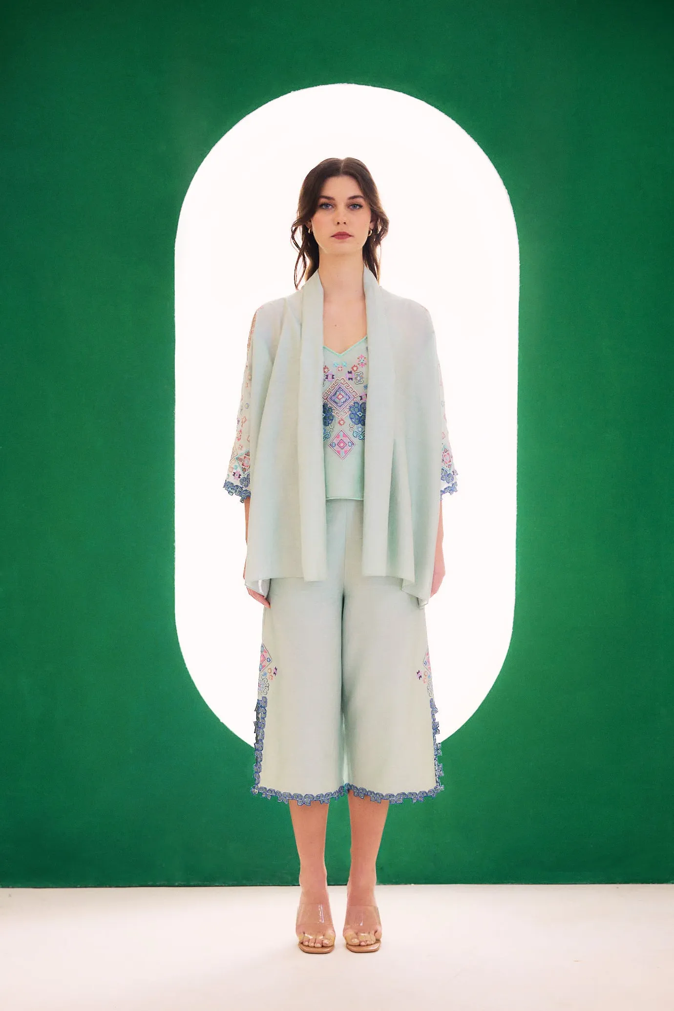 Mint Embroidered Dreamer Cape