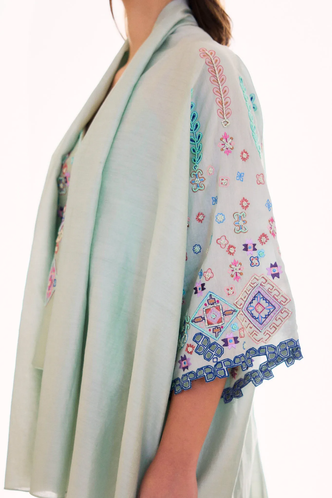 Mint Embroidered Dreamer Cape
