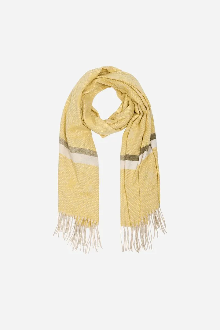 Mustard Khaki Tasselled Blanket Scarf