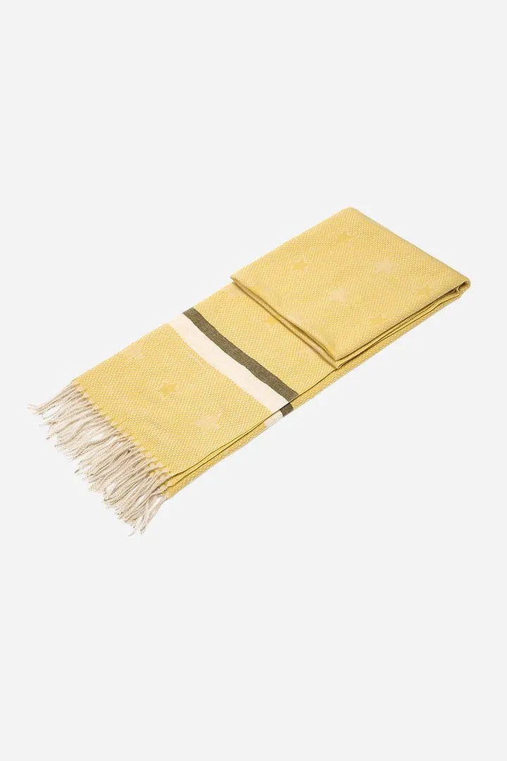 Mustard Khaki Tasselled Blanket Scarf