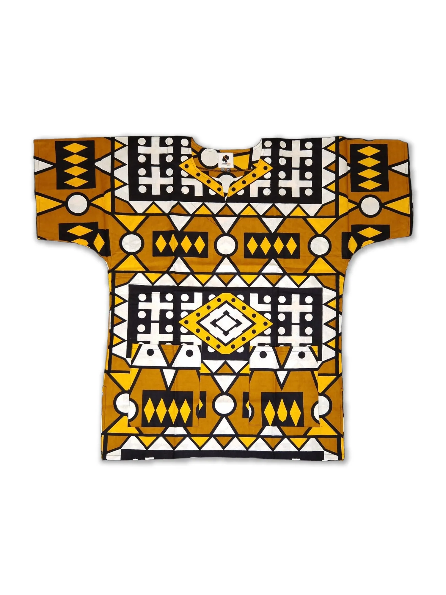 Mustard Samakaka Dashiki Shirt / Dashiki Dress - African print top - Unisex