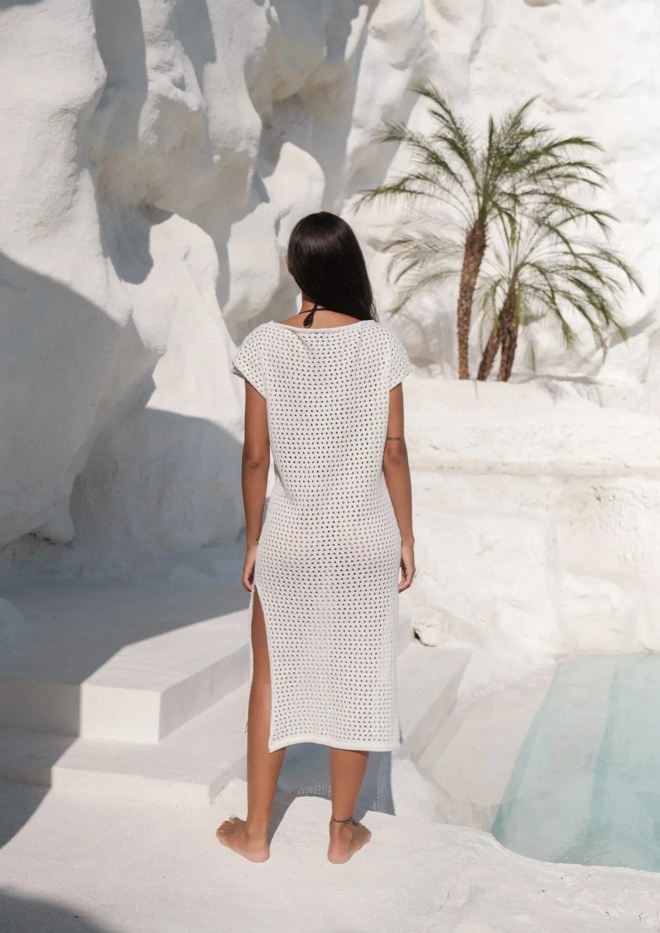 Nicci Knit Beach Cover Up - White