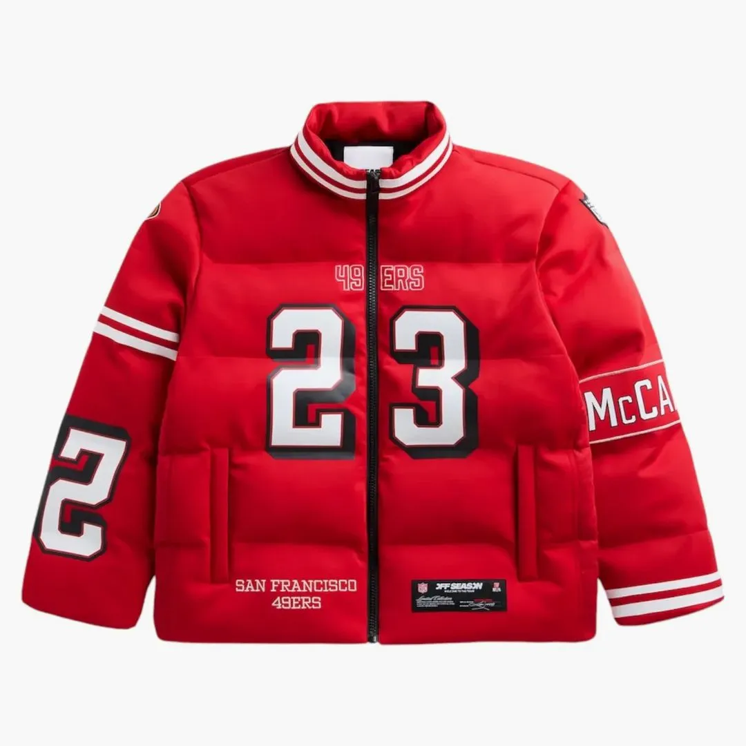 Off Season X Nfl Christian Mccaffrey San Francisco 49ers Player Puffer Jacket Scarlet Red
