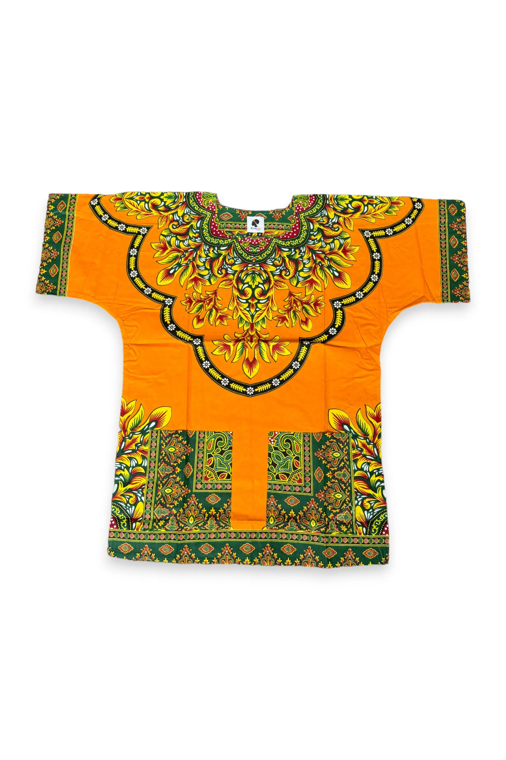 Orange Dashiki Shirt / Dashiki Dress - African print top - Unisex