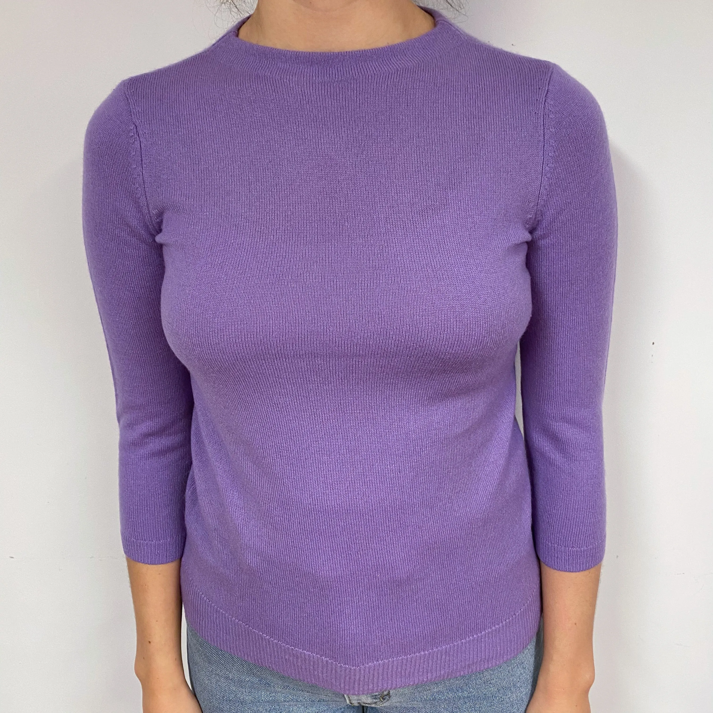 Periwinkle Purple Cashmere Crew Neck Jumper Small