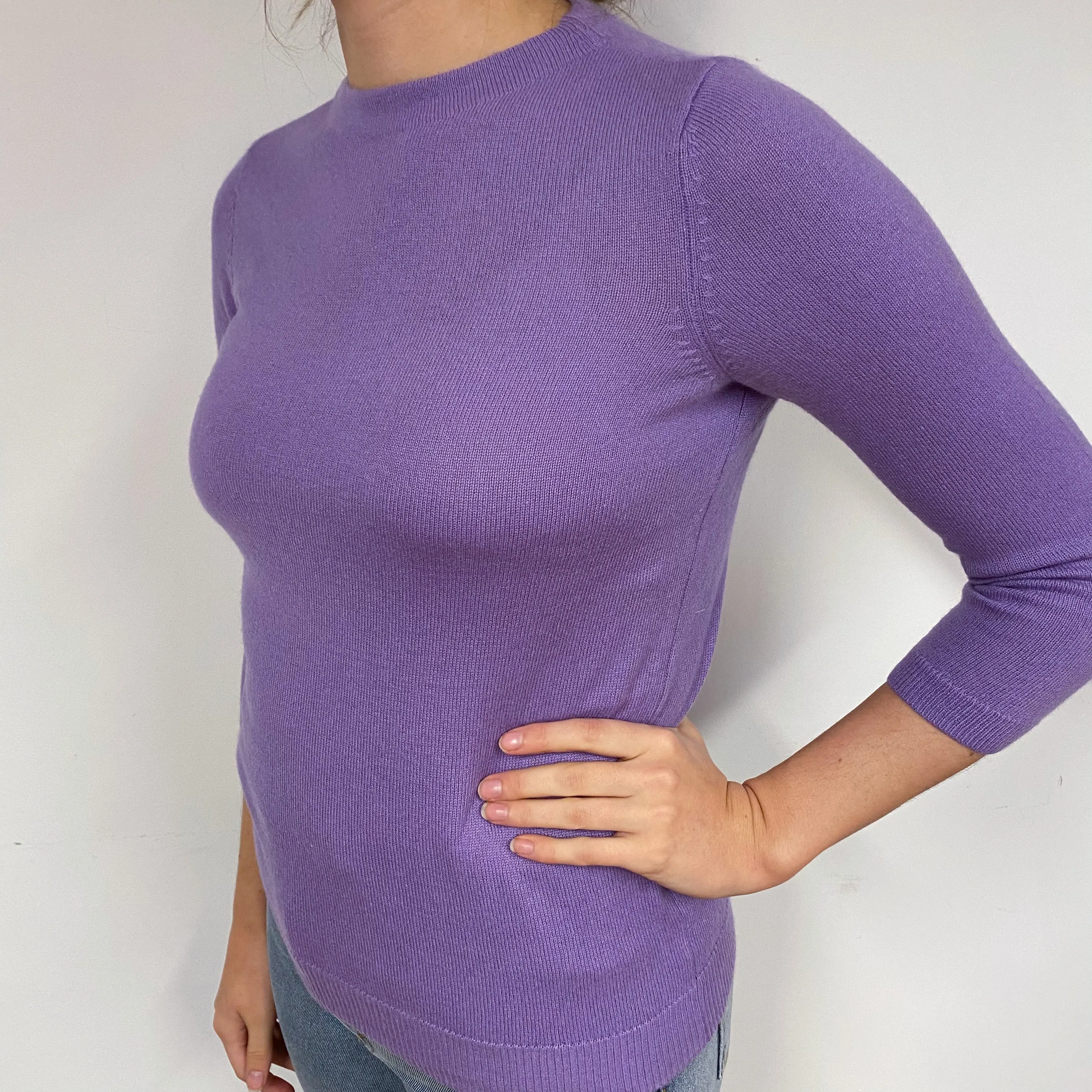 Periwinkle Purple Cashmere Crew Neck Jumper Small