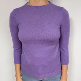 Periwinkle Purple Cashmere Crew Neck Jumper Small