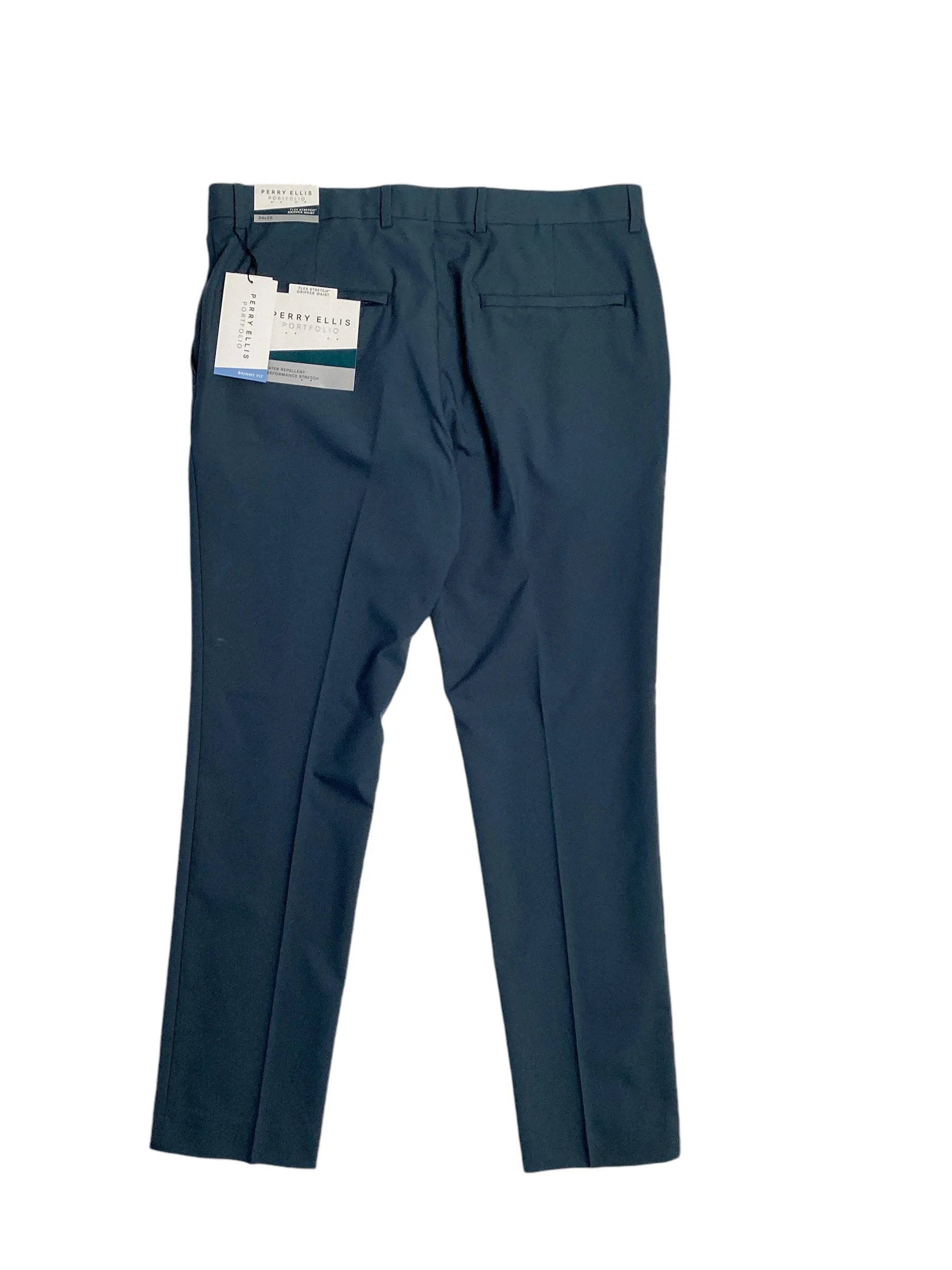Perry Ellis Portfolio Men's Extra Slim Fit Suit Dress Pants Navy Blue 34 x 29