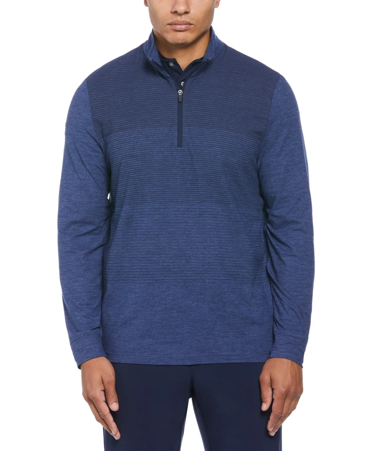 PGA Tour Men's Quarter Zip Lux Touch Ombre Golf Sweater Peacoat Blue 2XL