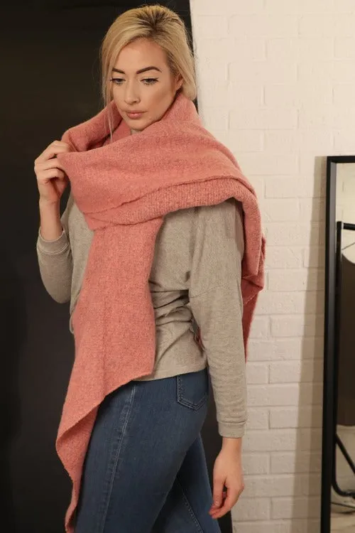 Pink Asymmetric Blanket Scarf