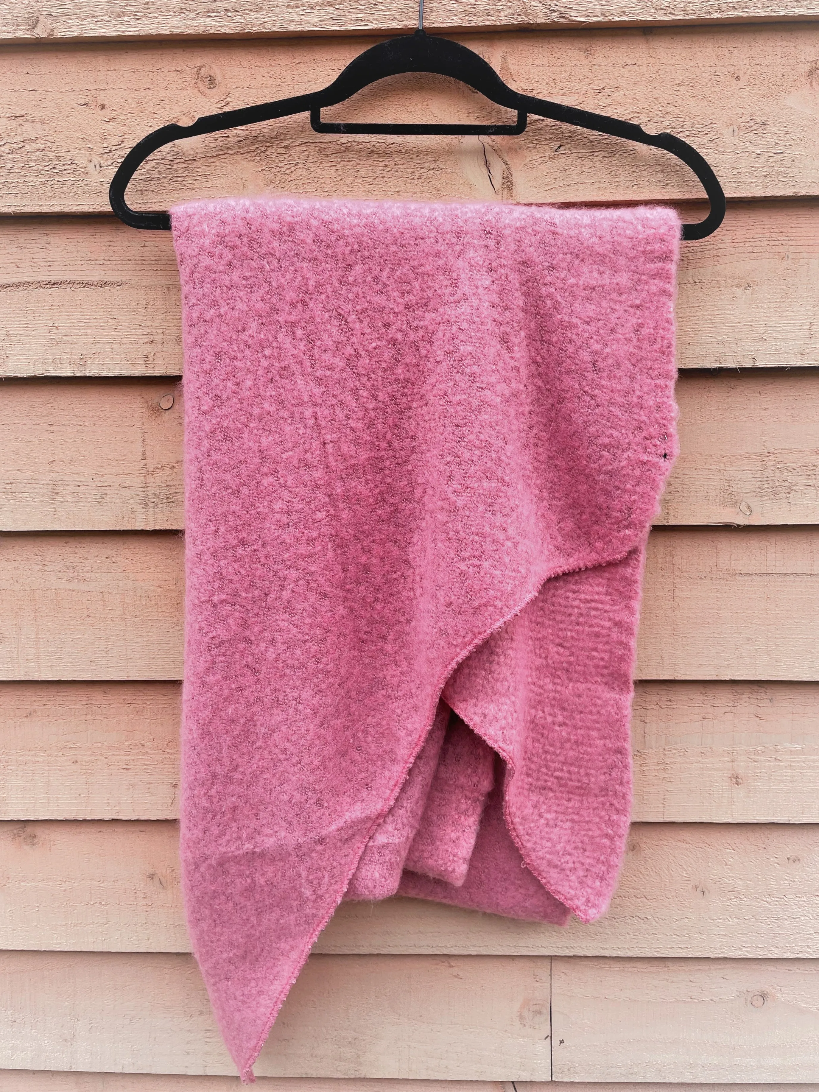 Pink Asymmetric Blanket Scarf