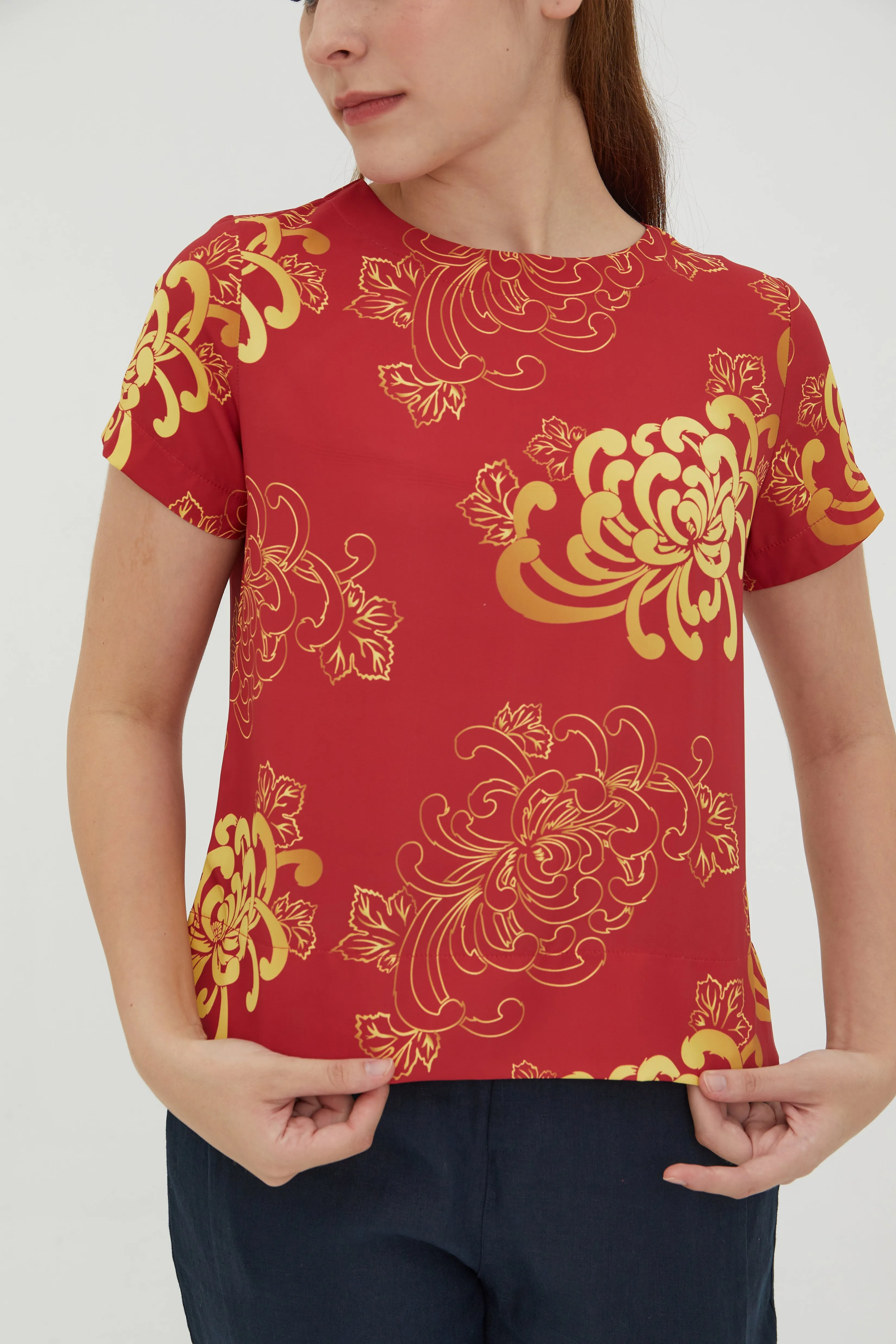 Red & Gold Women Blouse